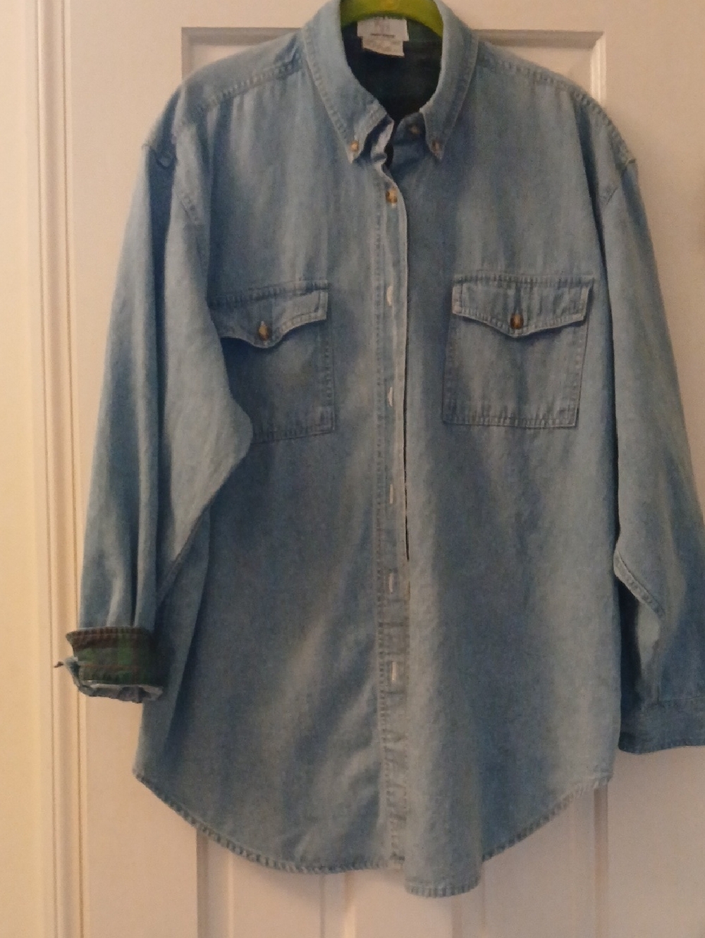 Women's Light Blue Denim Button-Down Shirt - Classic Relaxed Fit